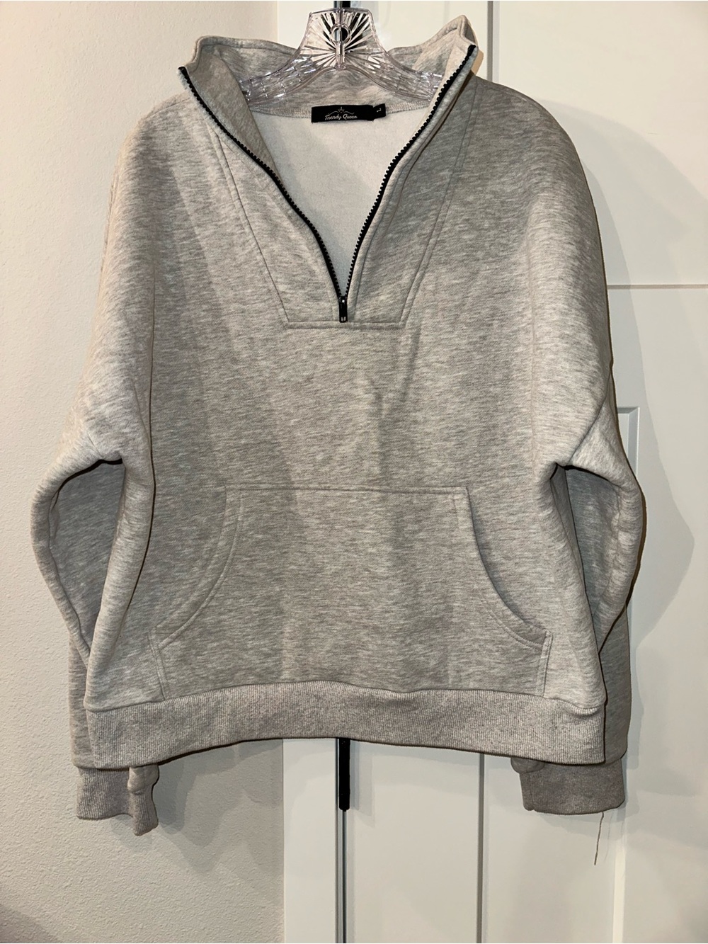 New Trendy Queen Gray Quarter-Zip Sweatshirt size L